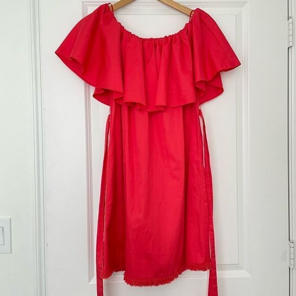 N/ Nicholas Red Poppy Off The Shoulder Ruffle Mini Dress Size 0 - Picture 1 of 5